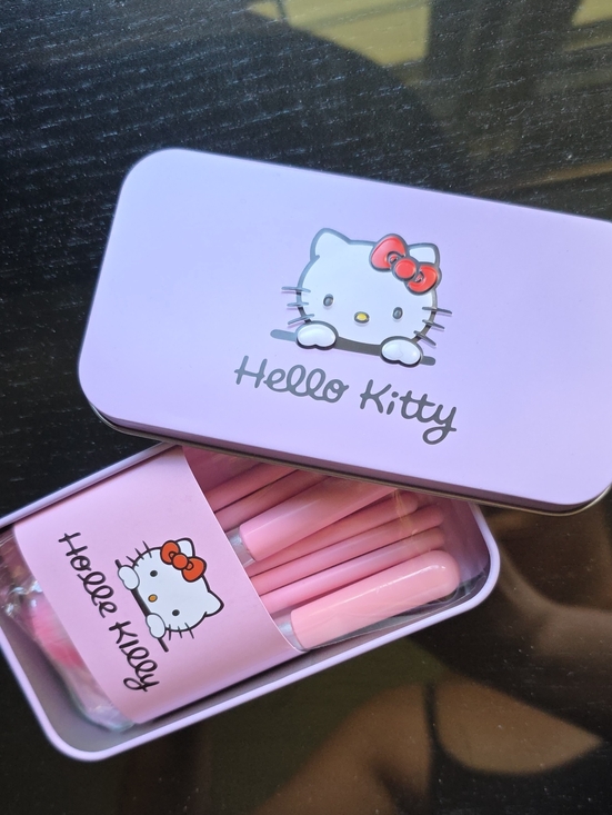 Hello Kitty Other - Hello Kitty Light Pink Tin Kit with Mini Pink Makeup Brushes